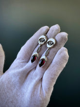 Load image into Gallery viewer, Sterling Garnet Temple Earrings
