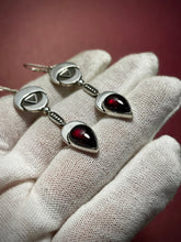 Load image into Gallery viewer, Sterling Garnet Temple Earrings
