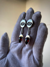 Load image into Gallery viewer, Sterling Garnet Temple Earrings